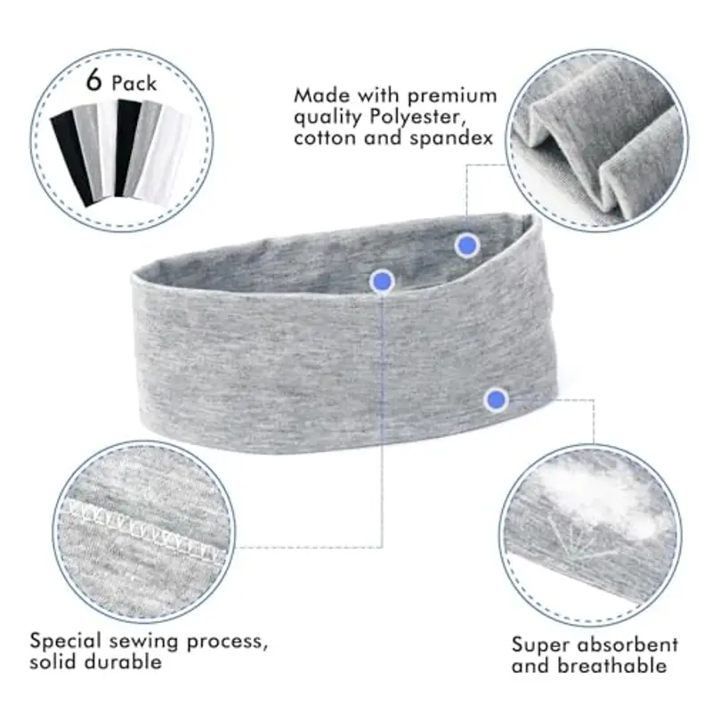 Sularpek Sportiva Fascia Capelli, 6 Pezzi Fascia Elastica per Capelli, Fasce Sportive Elastiche, Headband Sport, per miniatura 3