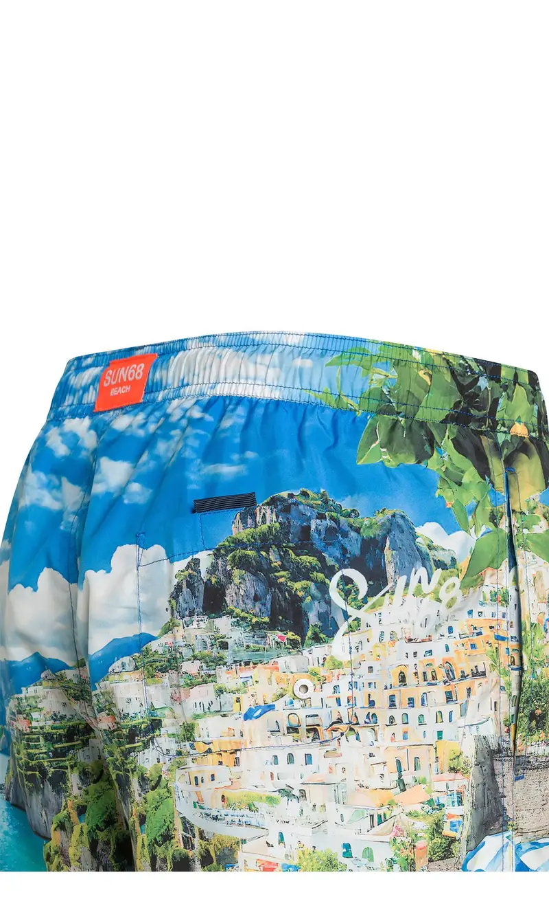 SUN 68 Costume con stampa costiera amalfitana, colore multicolore miniatura 2