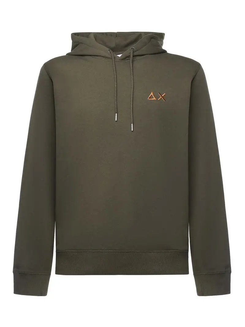 Felpa In Cotone Con Logo Verde Scuro