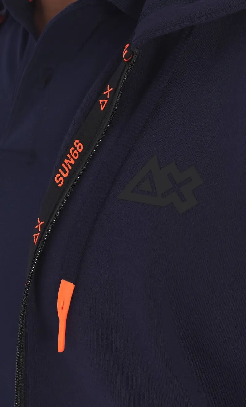 Felpa sun 68 sport con cappuccio e zip, colore blu miniatura 2