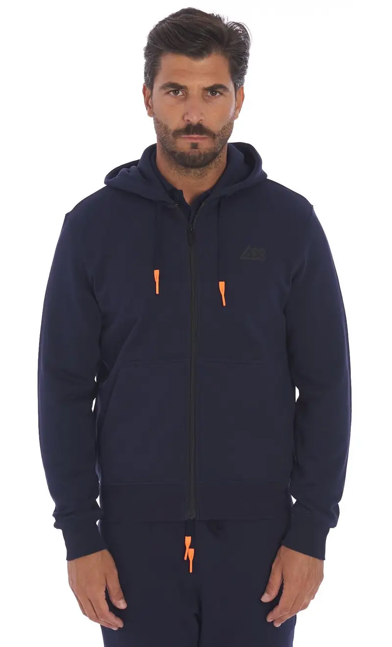 Felpa sun 68 sport con cappuccio e zip, colore blu