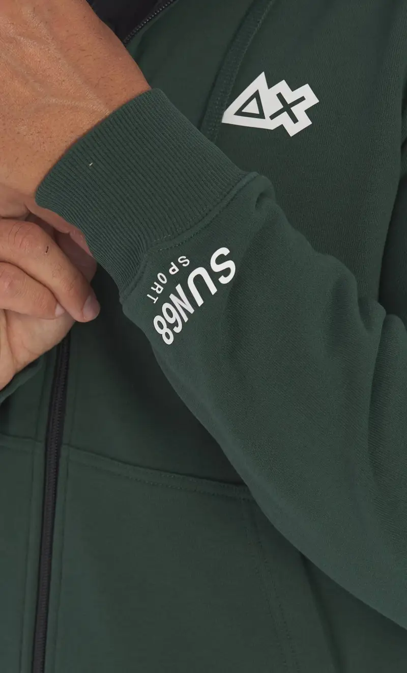 Felpa sun 68 sport con cappuccio e zip, colore verde miniatura 2