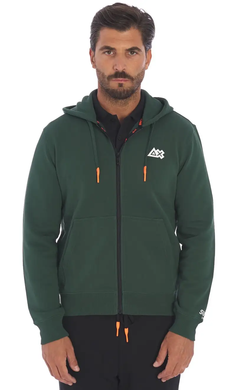 Felpa sun 68 sport con cappuccio e zip, colore verde