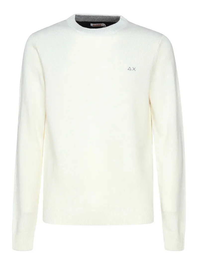 Maglione Rotondo In Misto Lana Bianco