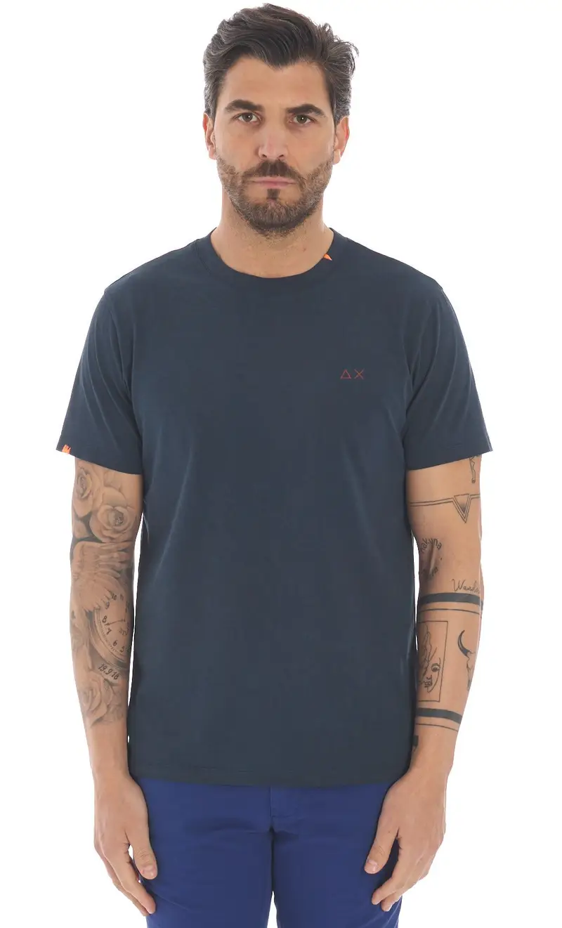 T-shirt sun 68 dyed con dettagli a contrasto, colore blu