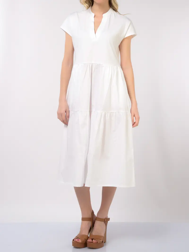 abito lungo da donna Sun68 bitessuto con balza Bianco