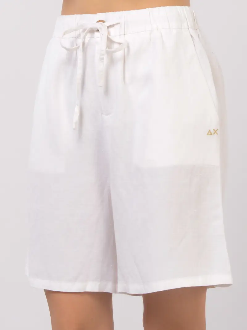 bermuda da donna Sun68 in misto lino con elastico Bianco