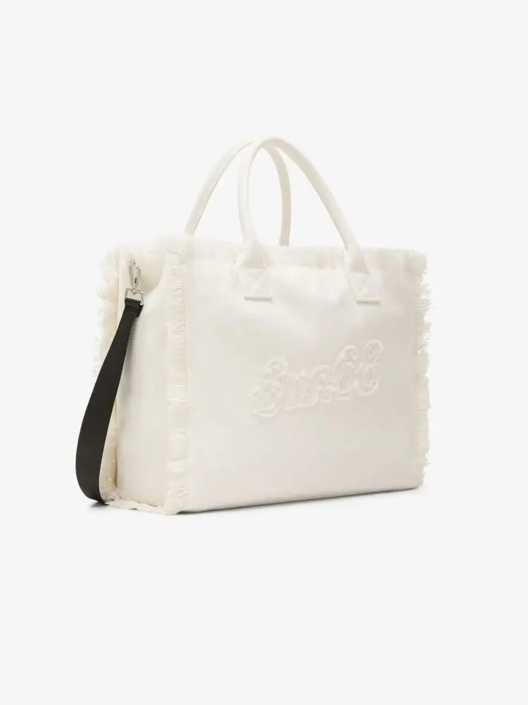 borsa bianca donna logo sul davanti miniatura 3