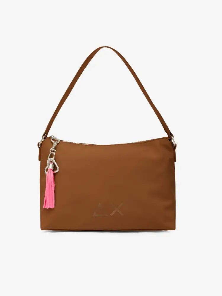 borsa bowling in nylon cammello