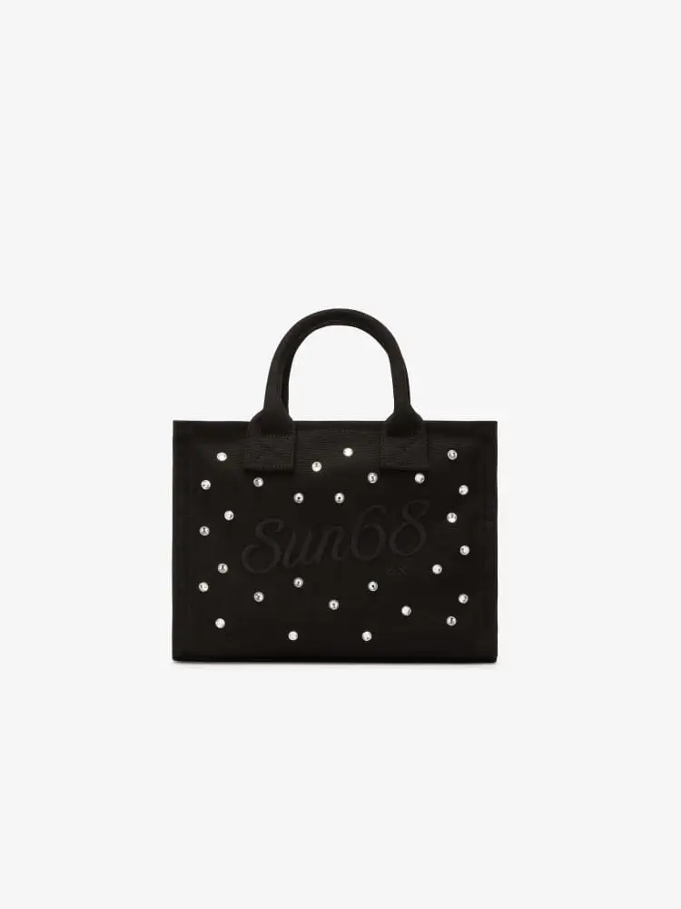 borsa nera donna logo sul davanti