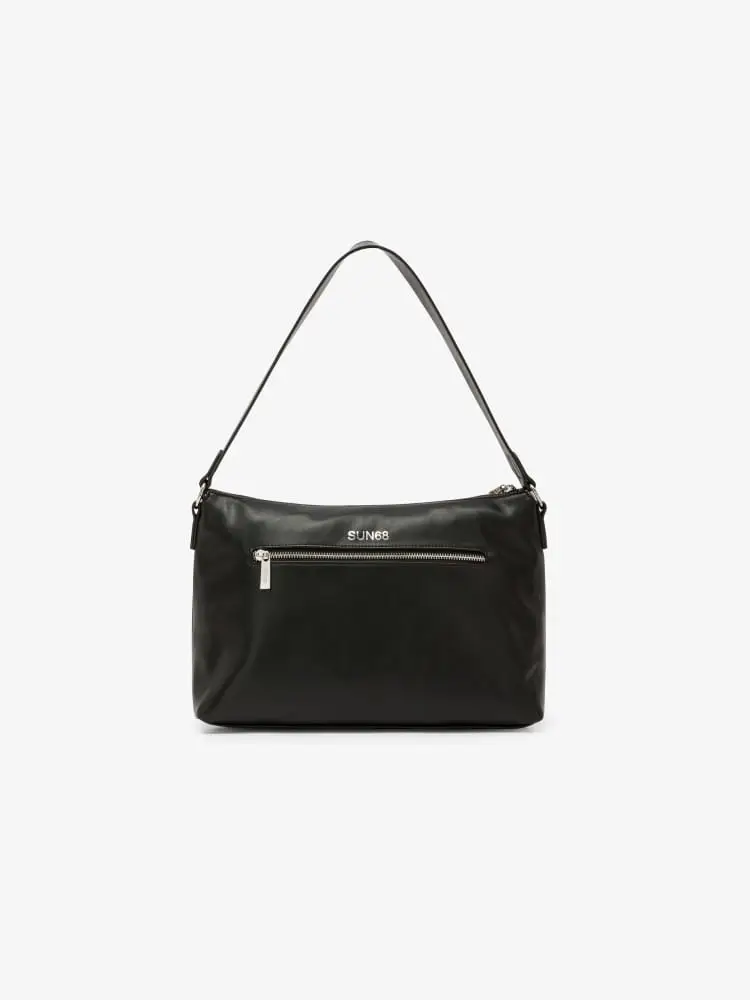 borsa nera donna logo sul davanti miniatura 2