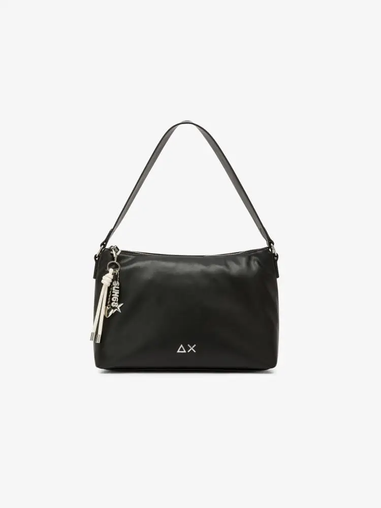 borsa nera donna logo sul davanti