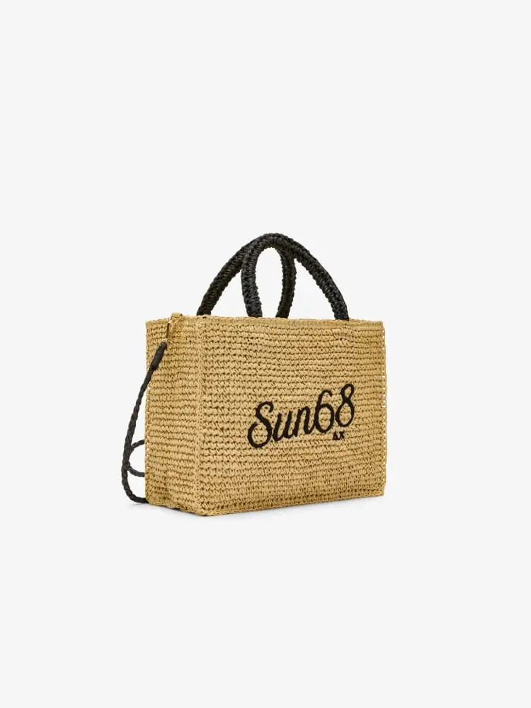 borsa rafia donna logo sul davanti miniatura 2