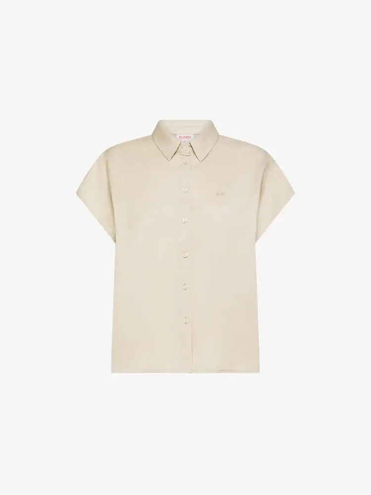 camicia beige donna mini logo