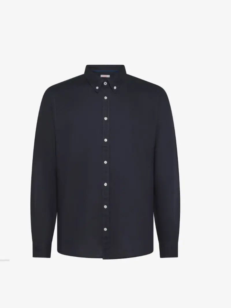 Sun68 camicia blu navy uomo in misto cotone mini logo sul petto