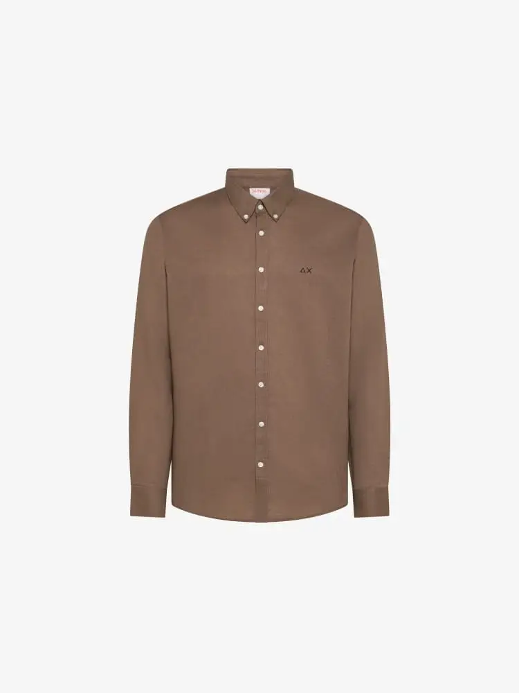 camicia marrone uomo mini logo