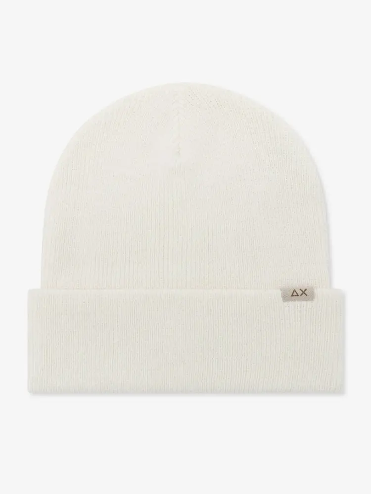 cappello bianco uomo in misto lana mini logo