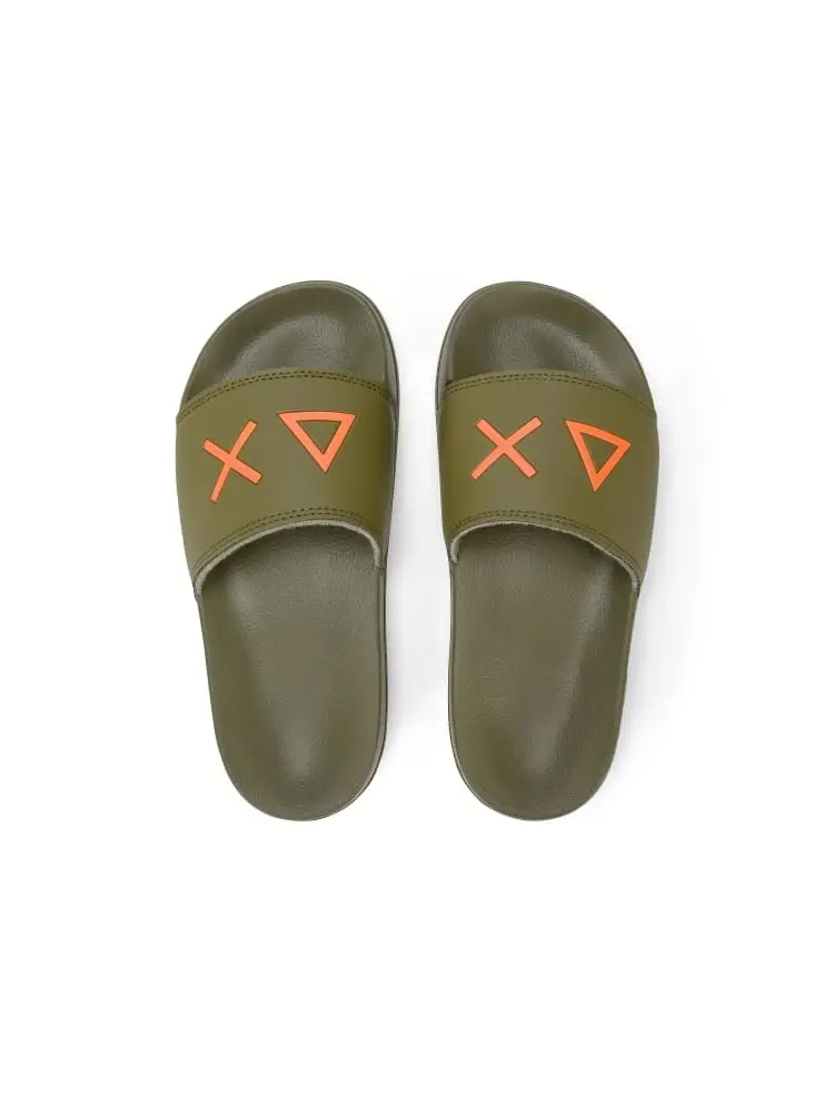 ciabatte junior verdi con logo