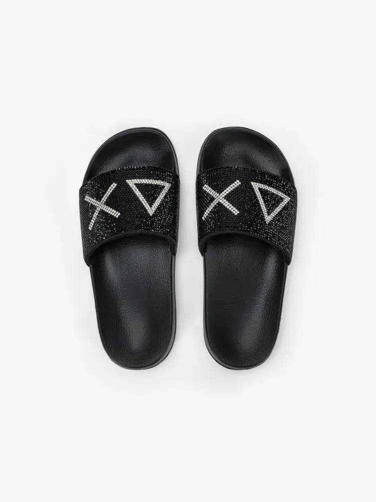 ciabatte kids nere con strass