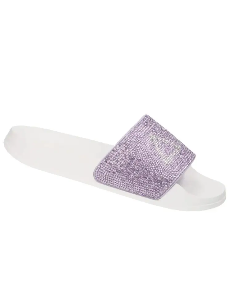 ciabatte lilla donna con strass maxi logo miniatura 2