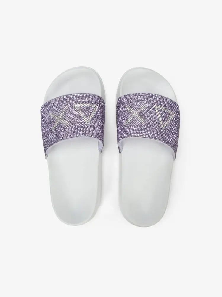 ciabatte lilla donna con strass maxi logo