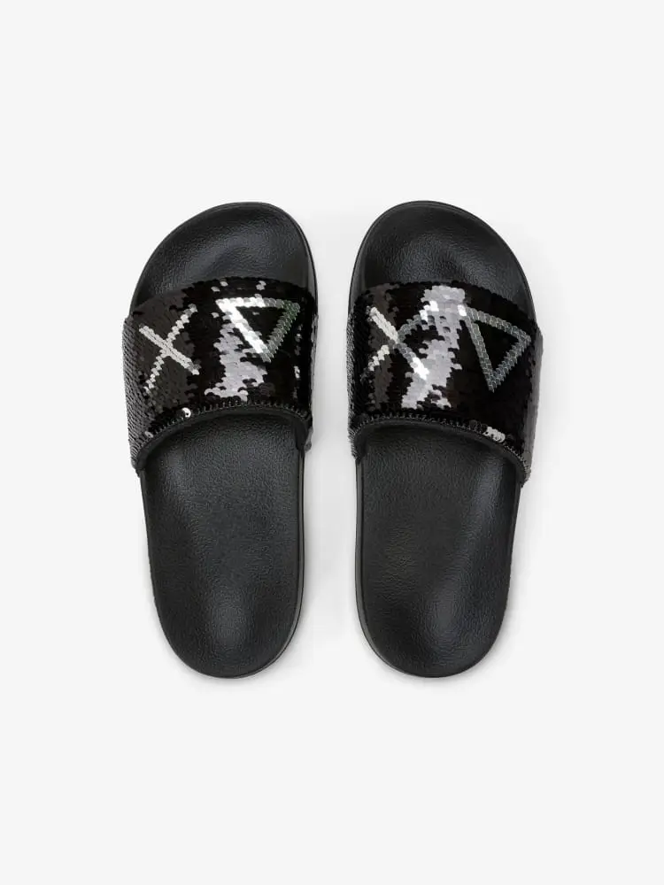 ciabatte nere donna con paillettes