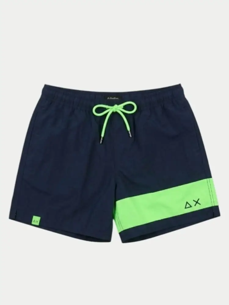 costume blu navy uomo logo fluo