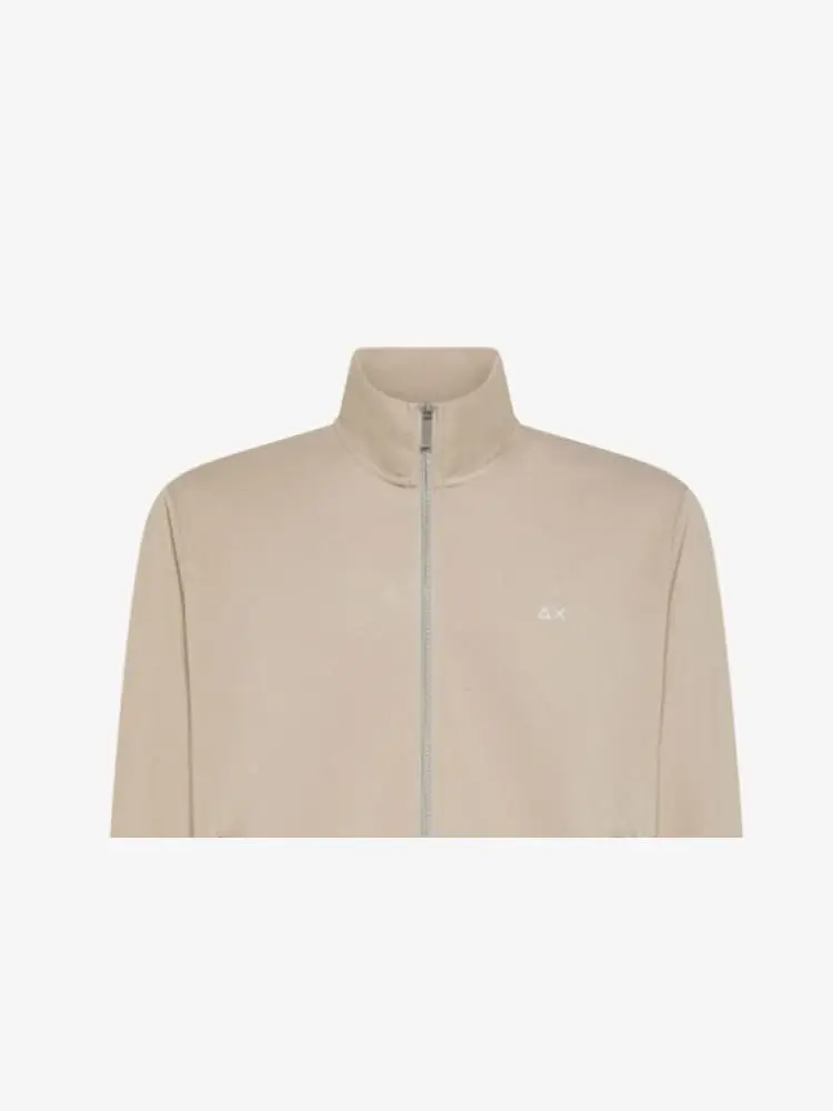 felpa beige uomo con zip logo sul petto miniatura 2