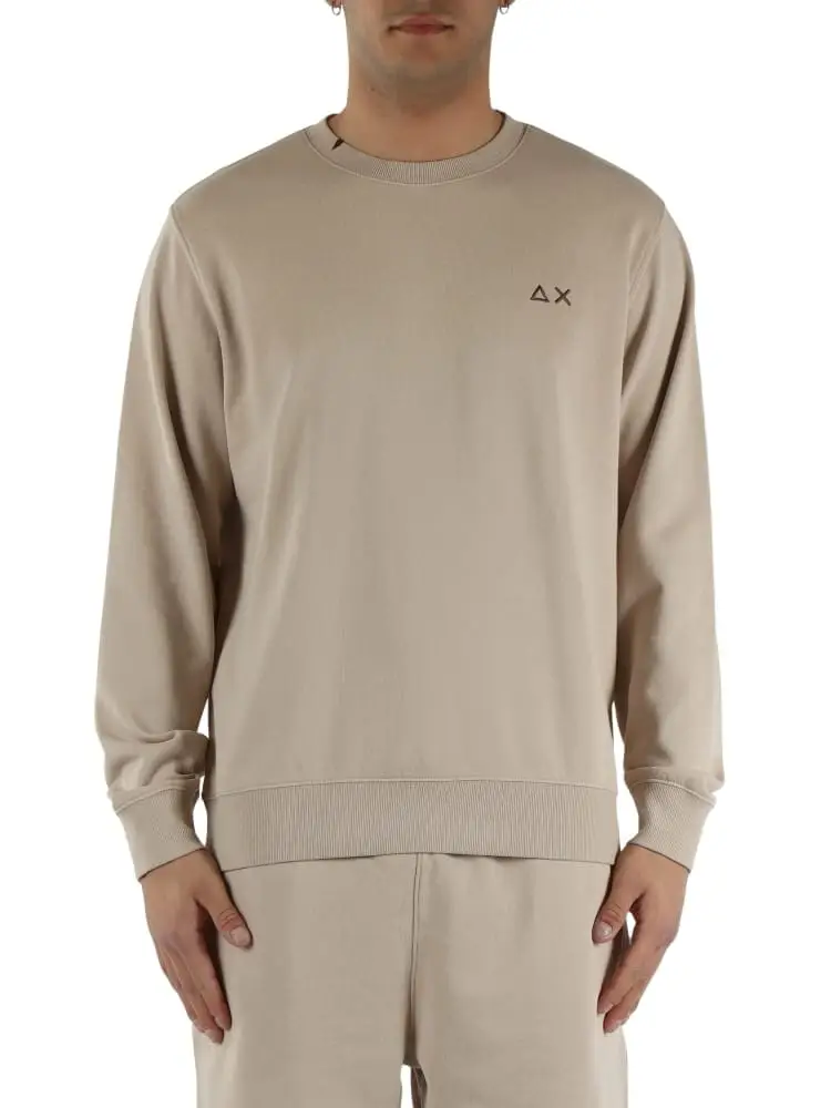 felpa beige uomo logo sul petto