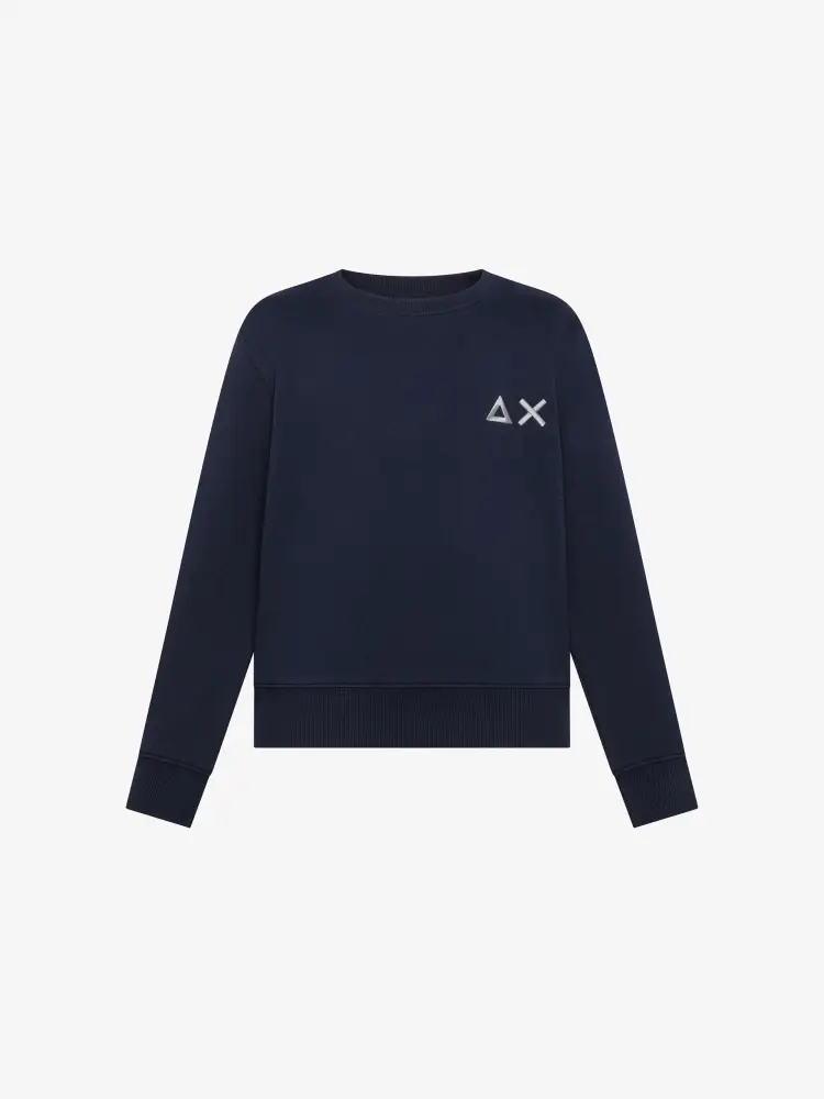 felpa blu navy bambino in cotone logo sul petto