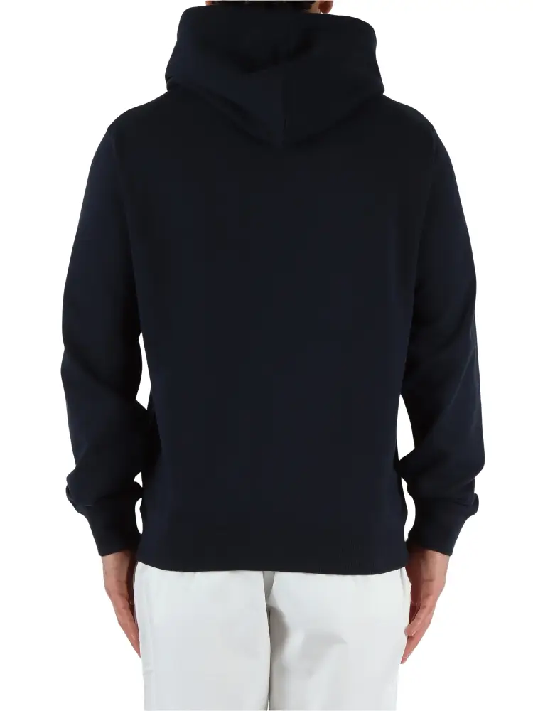 felpa blu navy uomo in cotone con cappuccio logo sul petto miniatura 2