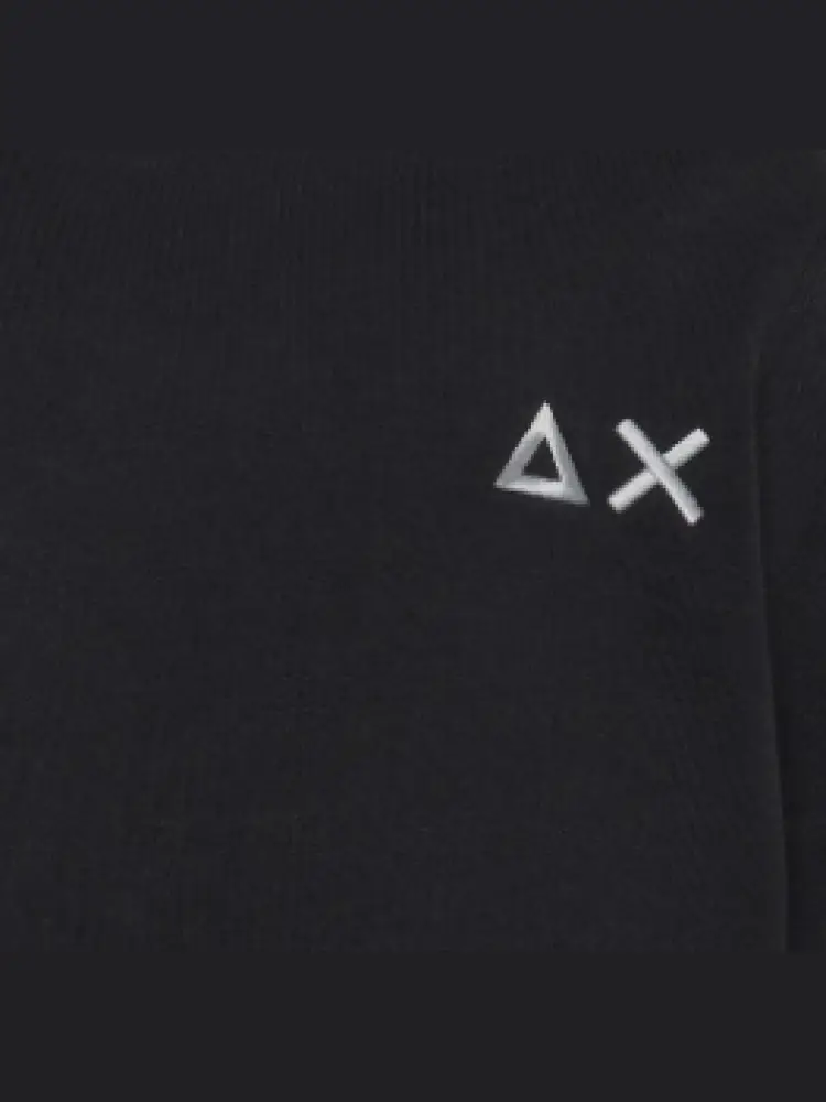 felpa nera bambino in cotone mini logo sul petto miniatura 2