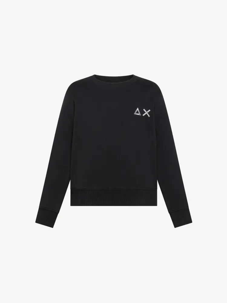 felpa nera bambino in cotone mini logo sul petto