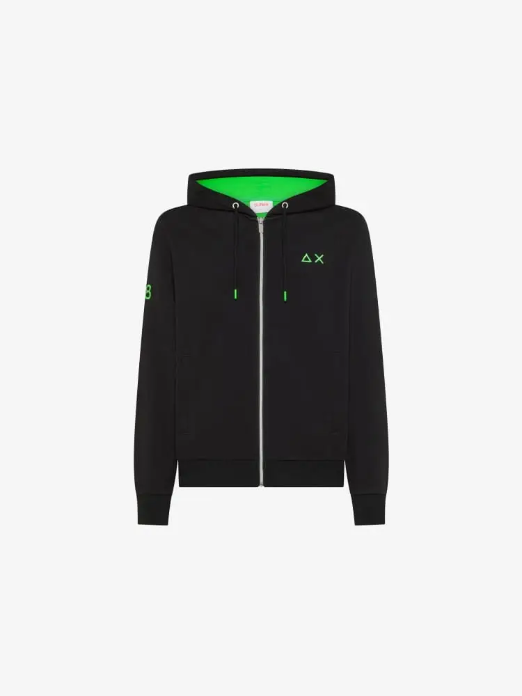 felpa nera uomo logo fluo