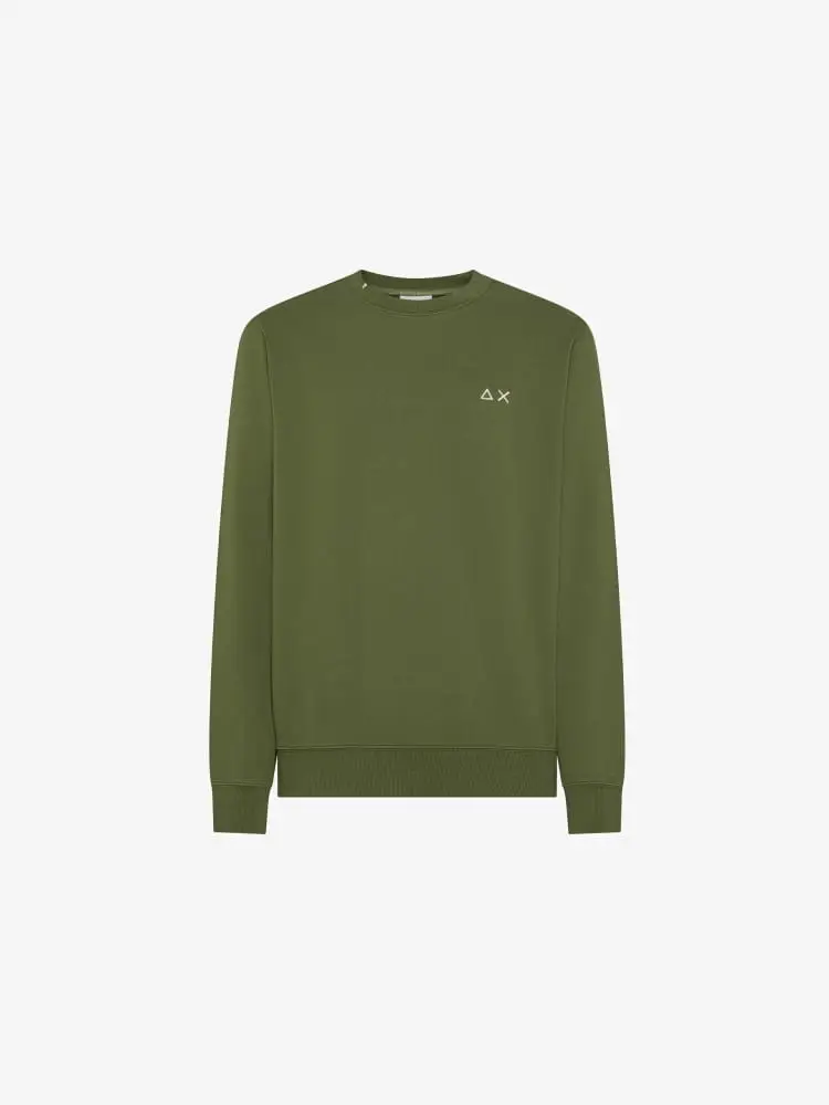 felpa verde militare uomo logo sul petto