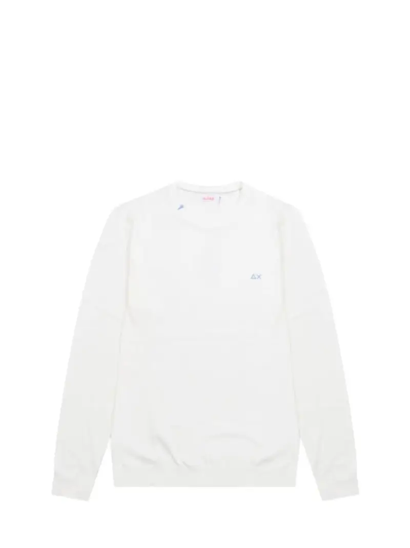 Sun68 maglia bianca uomo in cotone mini logo ricamato sul petto