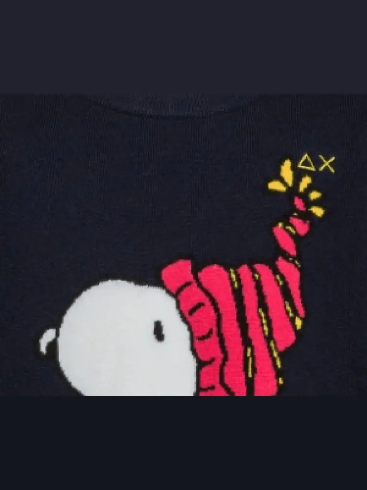 maglia blu navy bambino in misto lana maxi ricamo sul davanti miniatura 2