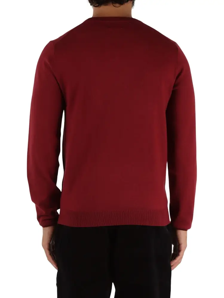 maglia bordeaux uomo in misto lana mini logo sul petto miniatura 2
