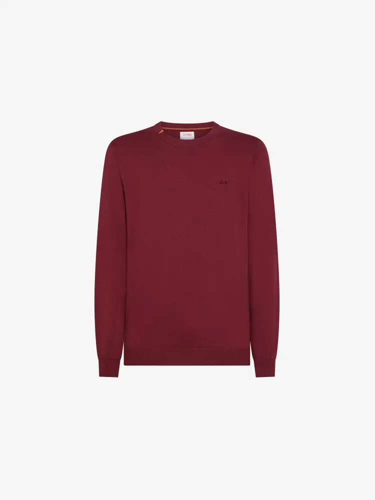 maglia bordeaux uomo in misto lana mini logo sul petto