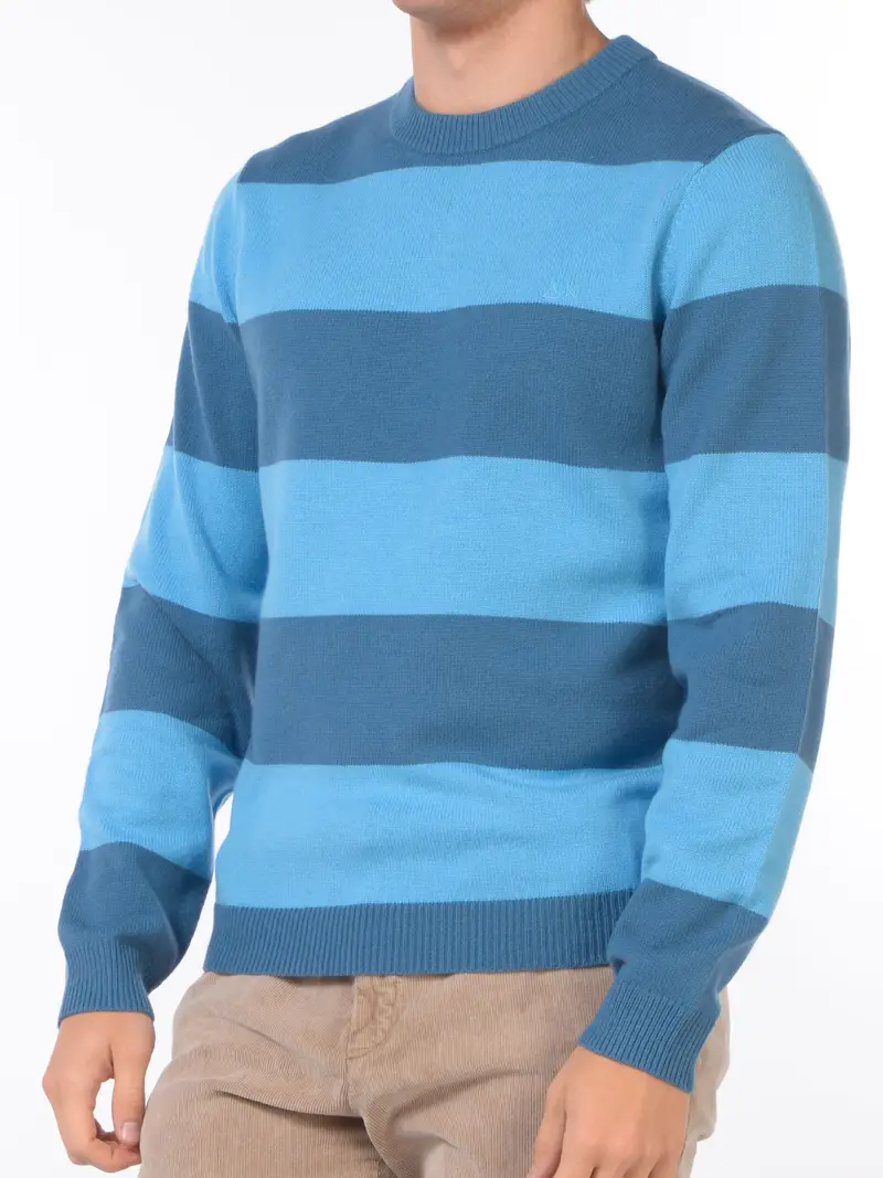 maglia da uomo Sun68 a righe con logo Blu