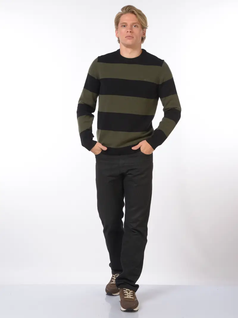 maglia da uomo Sun68 a righe con logo NERO miniatura 2