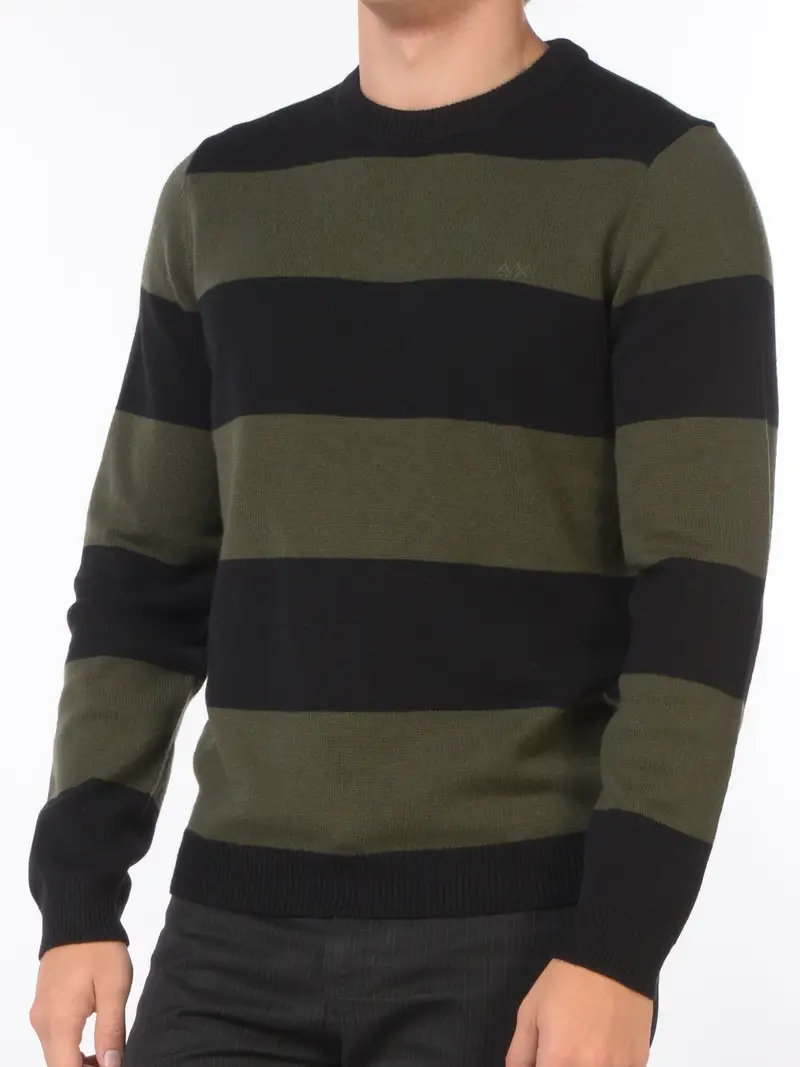 maglia da uomo Sun68 a righe con logo NERO