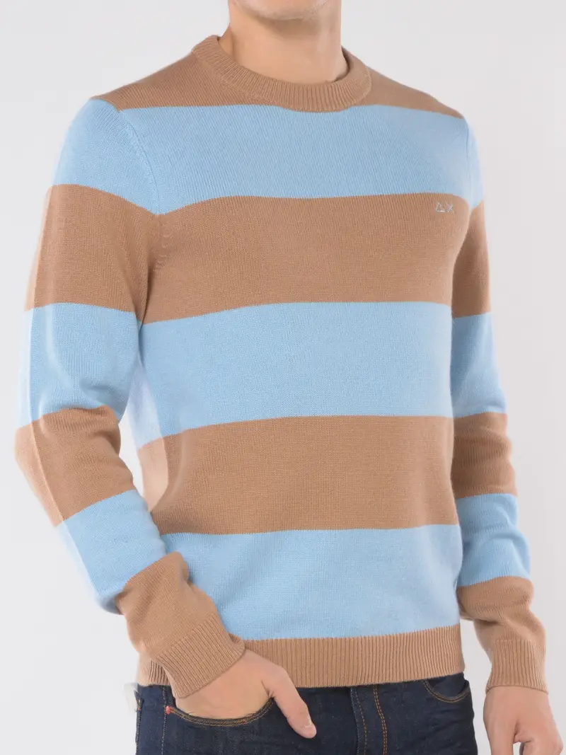 maglia da uomo Sun68 a righe con logo TURCHESE