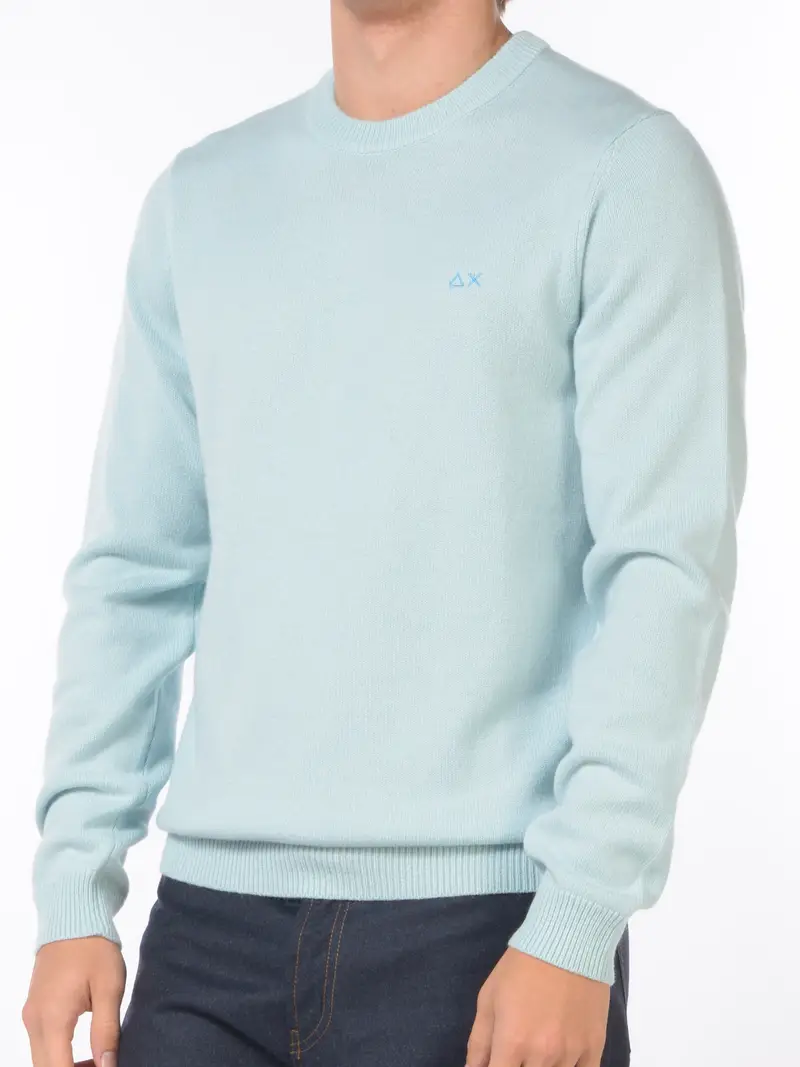 maglia da uomo Sun68 girocollo con logo Blu