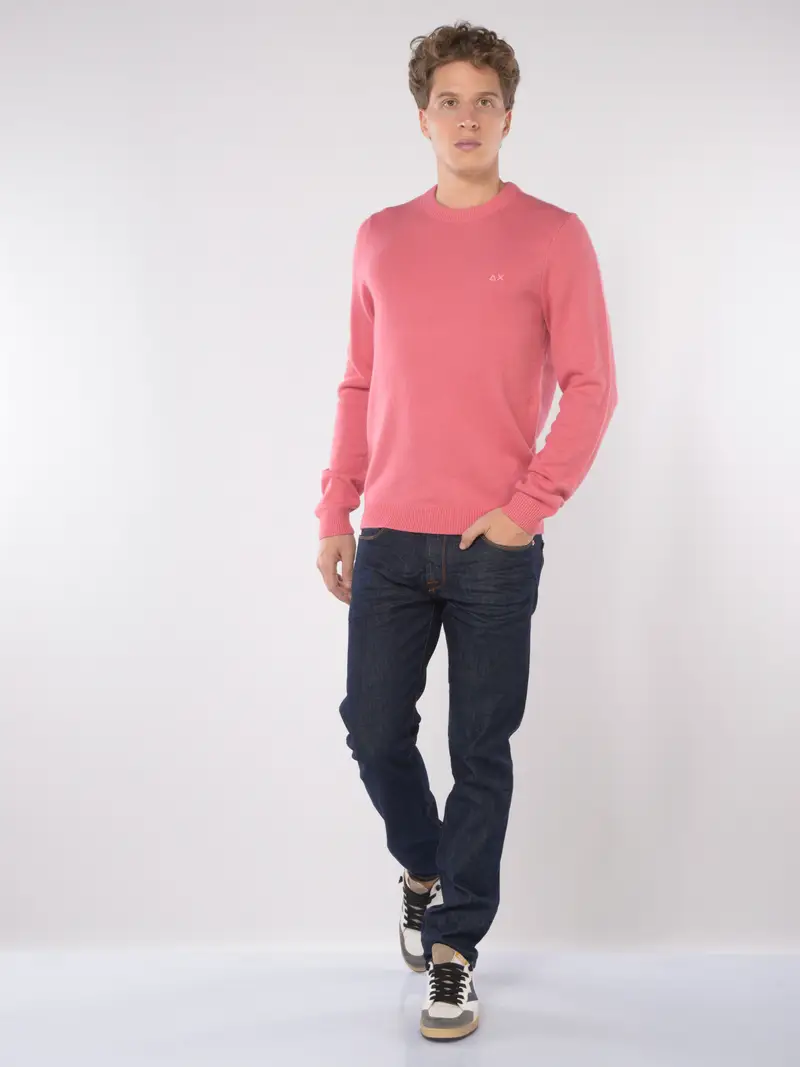 maglia da uomo Sun68 girocollo con logo Rosa miniatura 2
