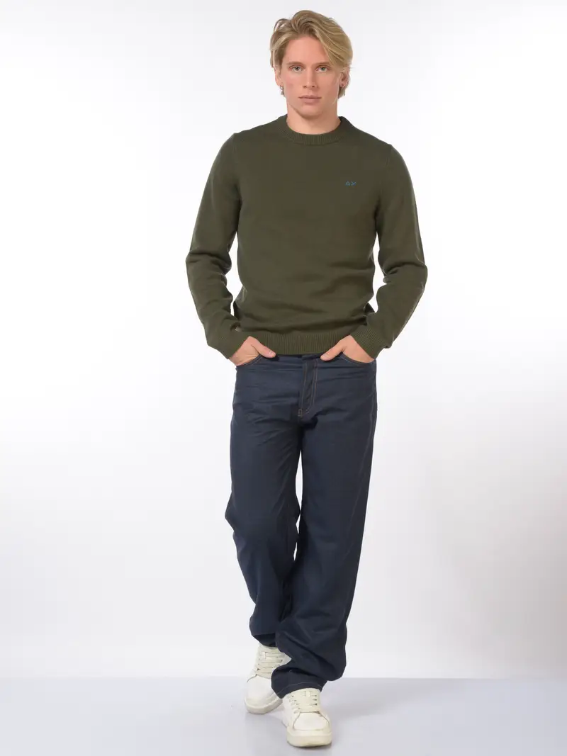 maglia da uomo Sun68 girocollo con logo Verde miniatura 2