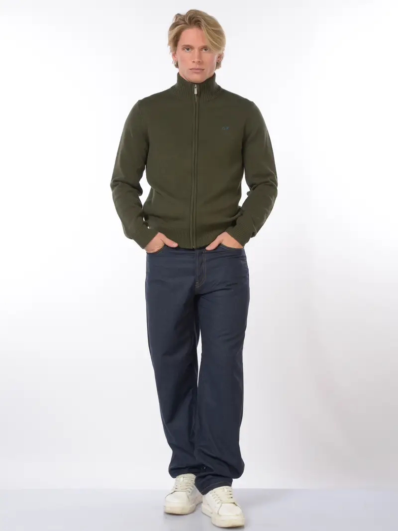 maglia da uomo Sun68 zon zip e logo Verde miniatura 2