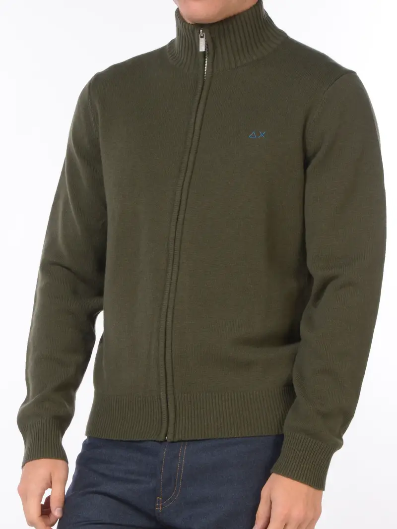 maglia da uomo Sun68 zon zip e logo Verde