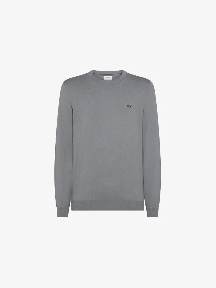 maglia grigia uomo in misto lana mini logo sul petto