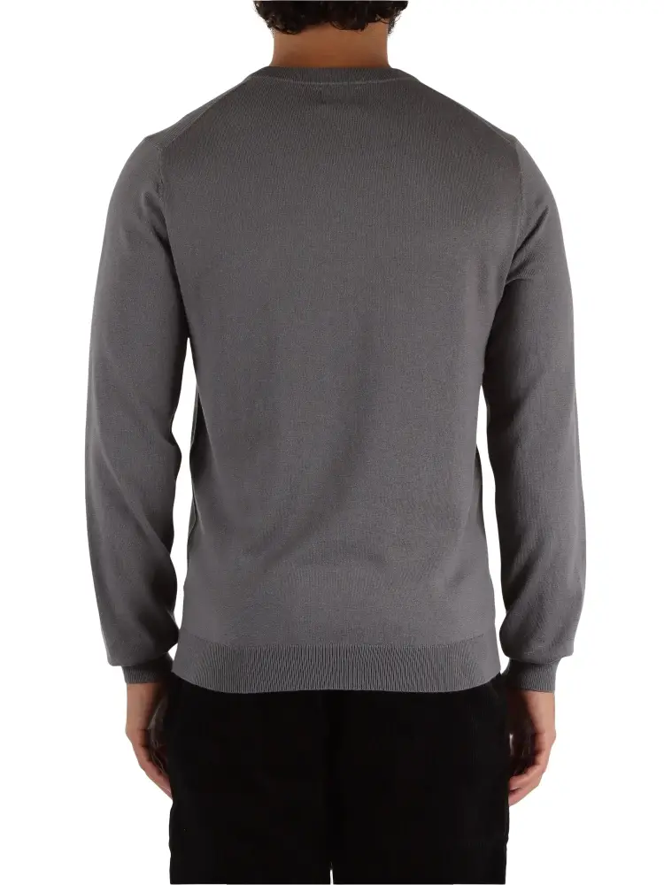 maglia grigio scuro uomo in misto lana mini logo sul petto miniatura 2